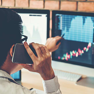 Investment stock market Entrepreneur Business Man discussing an market update small