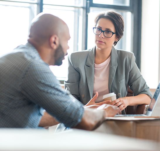 two people having a discussion