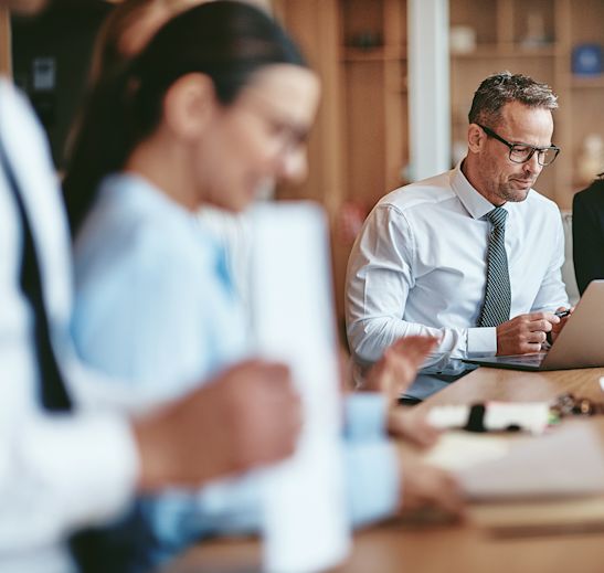 happy people meeting