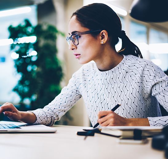woman working on a laptop