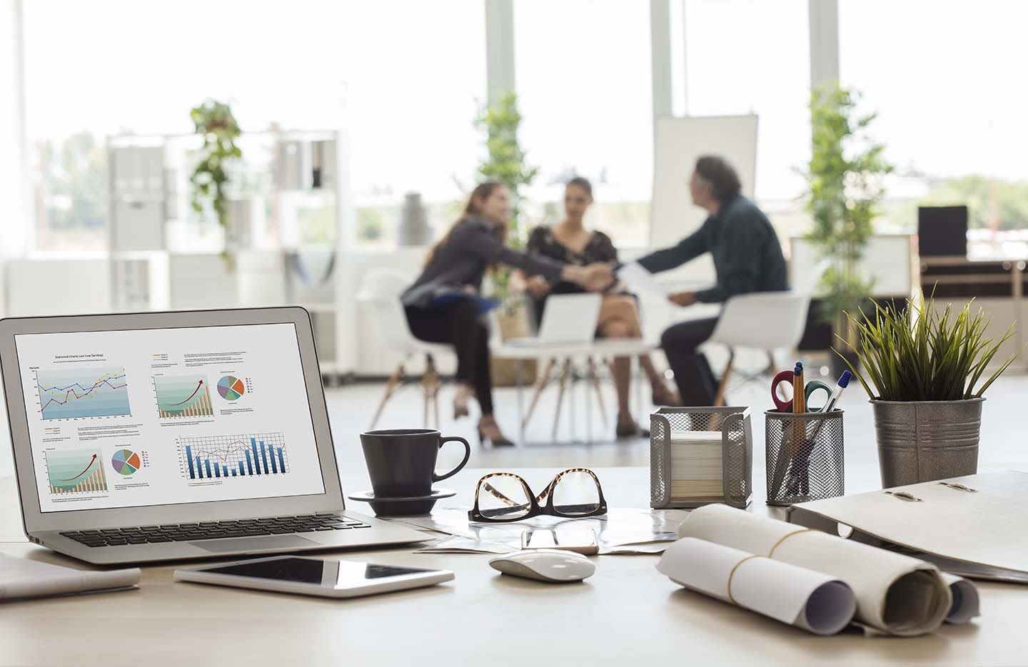 computer desk meeting