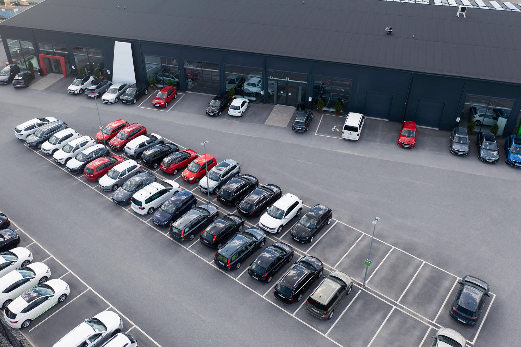 aerial view of a floorplan dealership