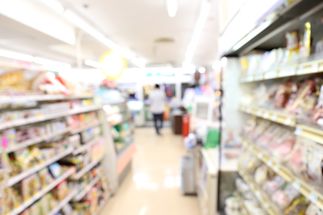 an aisle at a grocery store