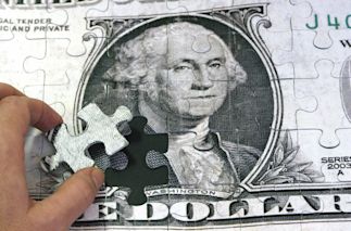 A one dollar bill jigsaw puzzle.