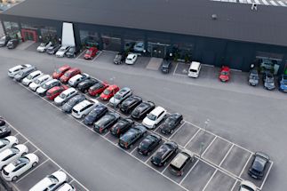 aerial view of a floorplan dealership