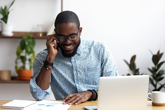 smiling phone call