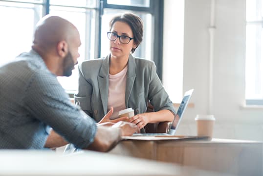 two people having a discussion