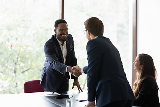 handshake during a meeting