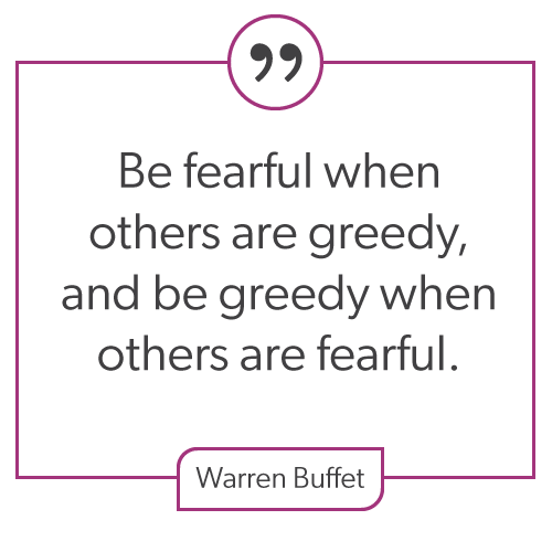 "Be fearful when others are greedy, and be greedy when others are fearful"quote from Warren Buffet