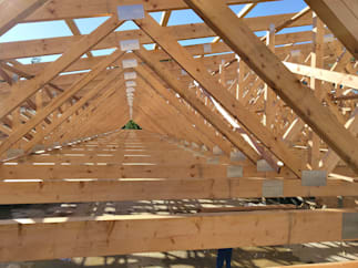 Wooden construction framing of a building