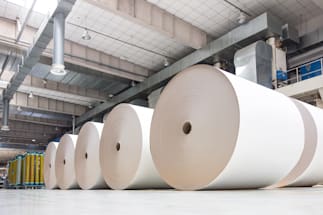 paper rolls in a warehouse